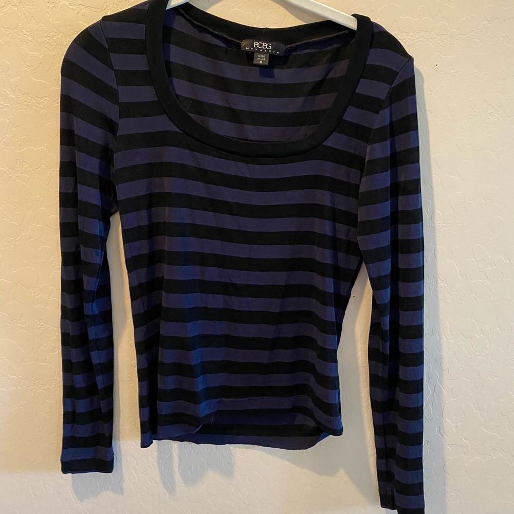 BCBG MaxAzria | Striped, scoop neck shirt